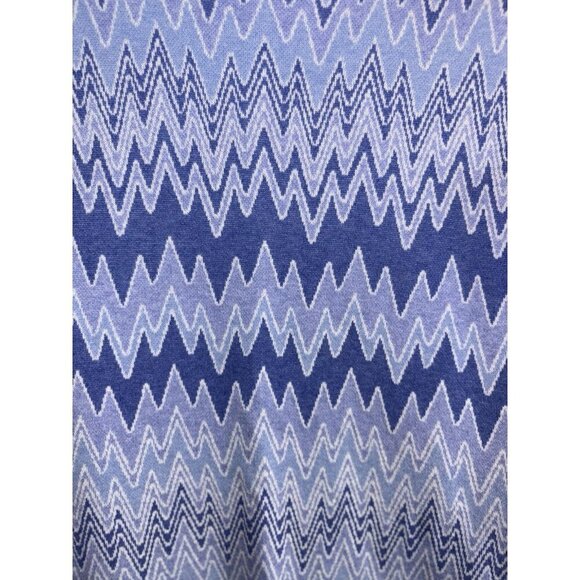 J. McLaughlin Blue & White Chevron Jacquard Sheath Midi Sweater Dress Size Large - Picture 4 of 5
